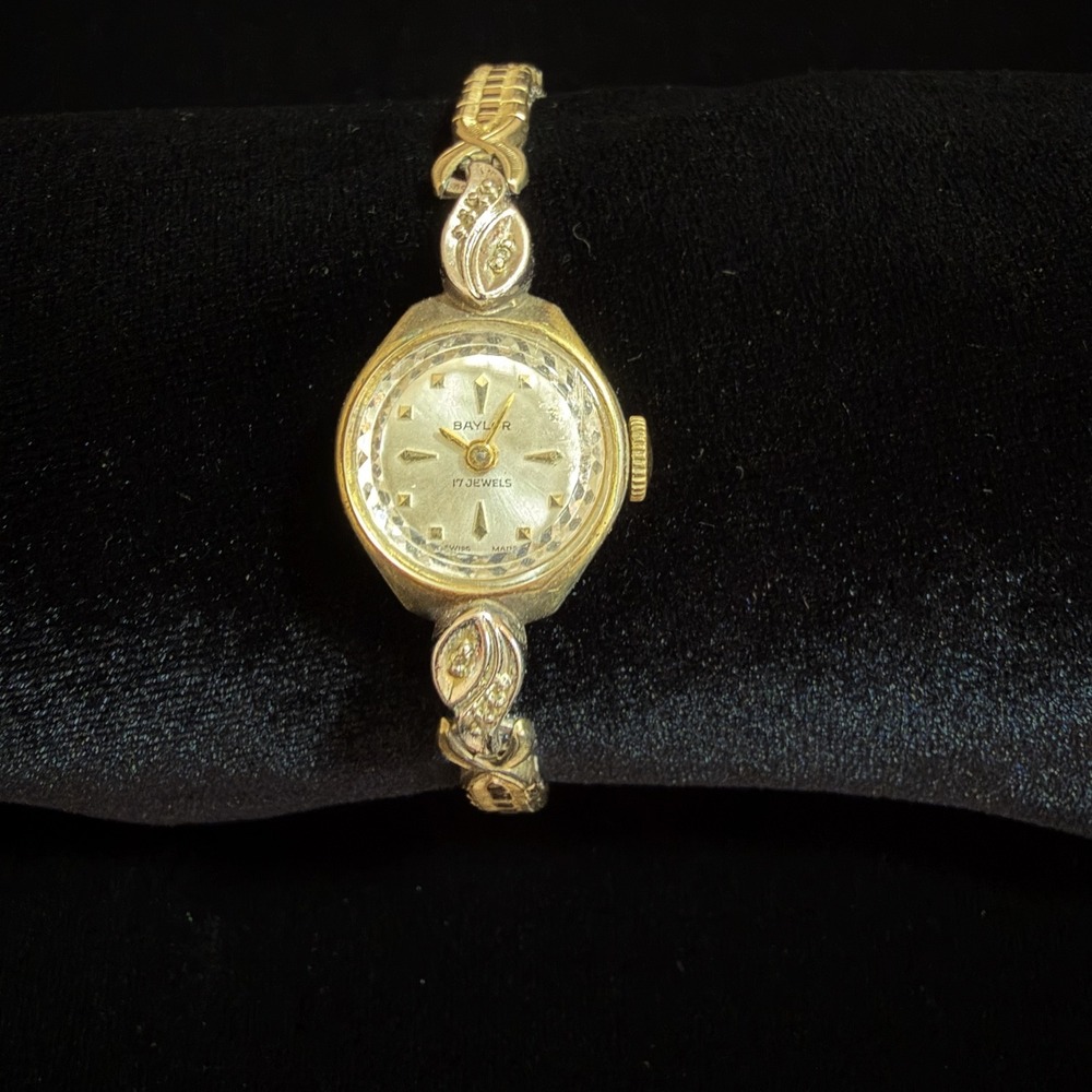 Vintage Baylor 17 Jewels Ladies Cocktail Watch 10K‎ RGP Bezel Untested Repair